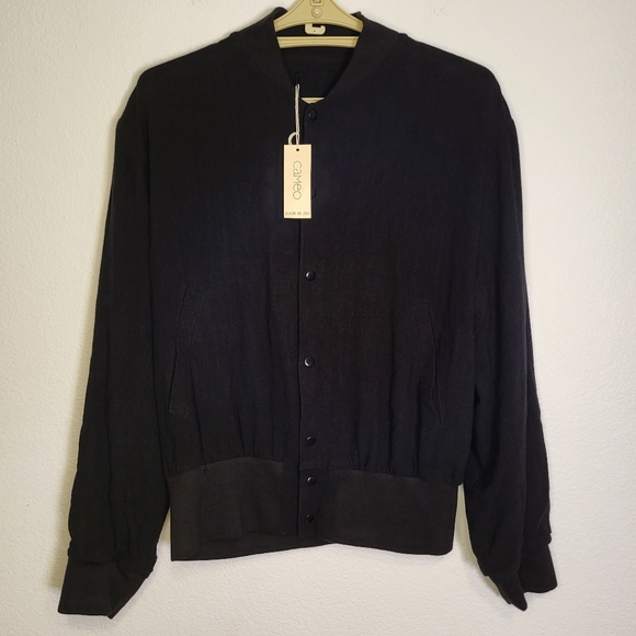 NWT Cameo Black Linen Bomber Style Jacket size XSmall - Picture 9 of 9